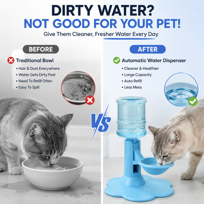 😻50% OFF TODAY🔥Automatic Pet Water Dispenser – Gravity Self Refilling Cat & Dog Water Bowl