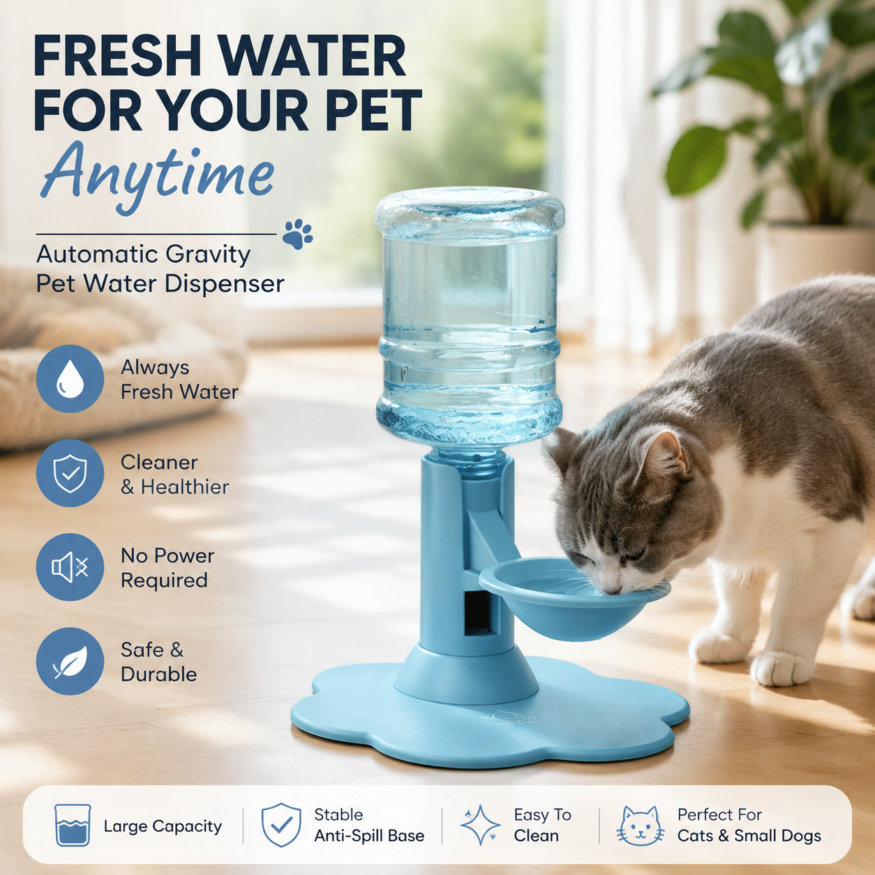 😻50% OFF TODAY🔥Automatic Pet Water Dispenser – Gravity Self Refilling Cat & Dog Water Bowl
