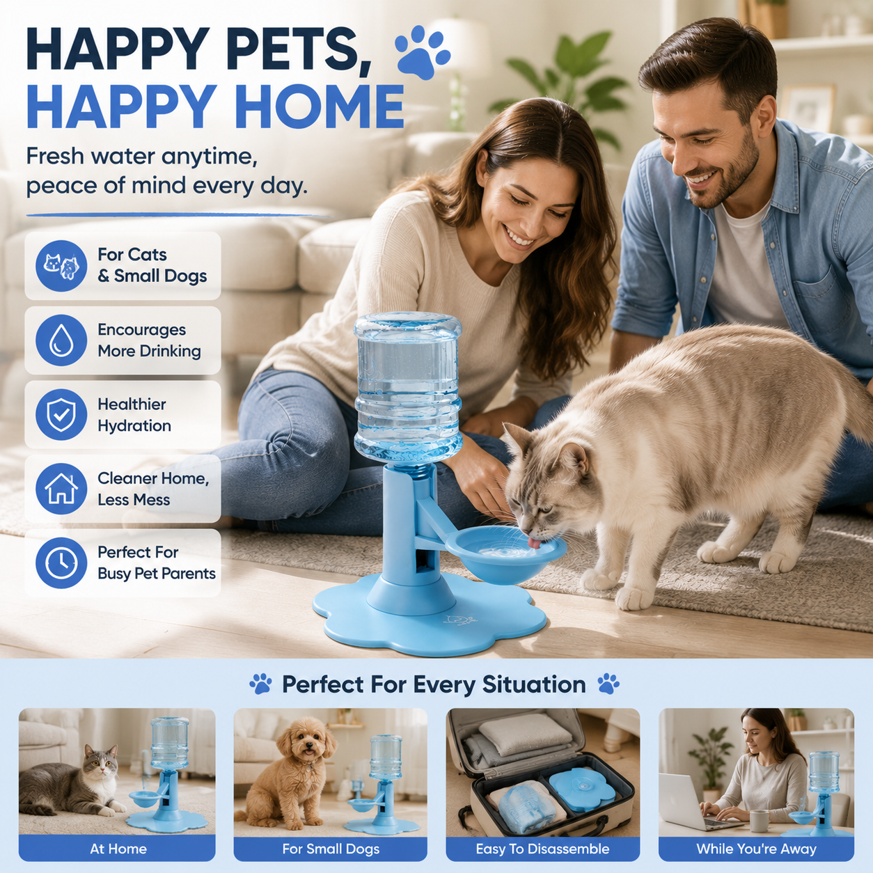 😻50% OFF TODAY🔥Automatic Pet Water Dispenser – Gravity Self Refilling Cat & Dog Water Bowl