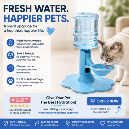 😻50% OFF TODAY🔥Automatic Pet Water Dispenser – Gravity Self Refilling Cat & Dog Water Bowl