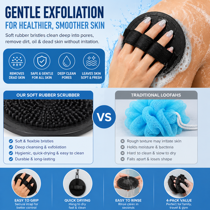 🔥Limited Time-50% OFF🔥Soft Silicone Shower Scrubber – Gentle Exfoliating Body Brush (4-Pack)