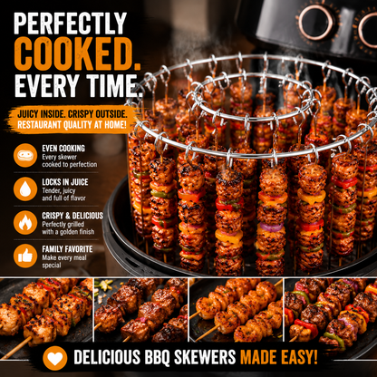 🔥 49% OFF Today | 2-Pack Air Fryer Kebab Rack – 304 Stainless Steel Skewer Grill Stand 🍢
