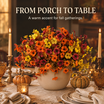 Autumn Harvest Artificial Flowers | UV Resistant Fall Porch Decor 🍁✨