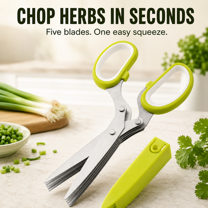 5-Blade Stainless Steel Herb Scissors | Multipurpose Kitchen Chopping Shears 🌿