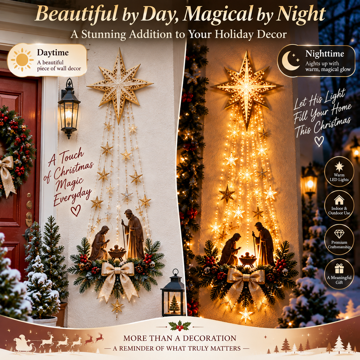 ✨ Last Day – 50% OFF! ✝️ Bethlehem Star of Faith™ – Lighted Nativity Wall Decor