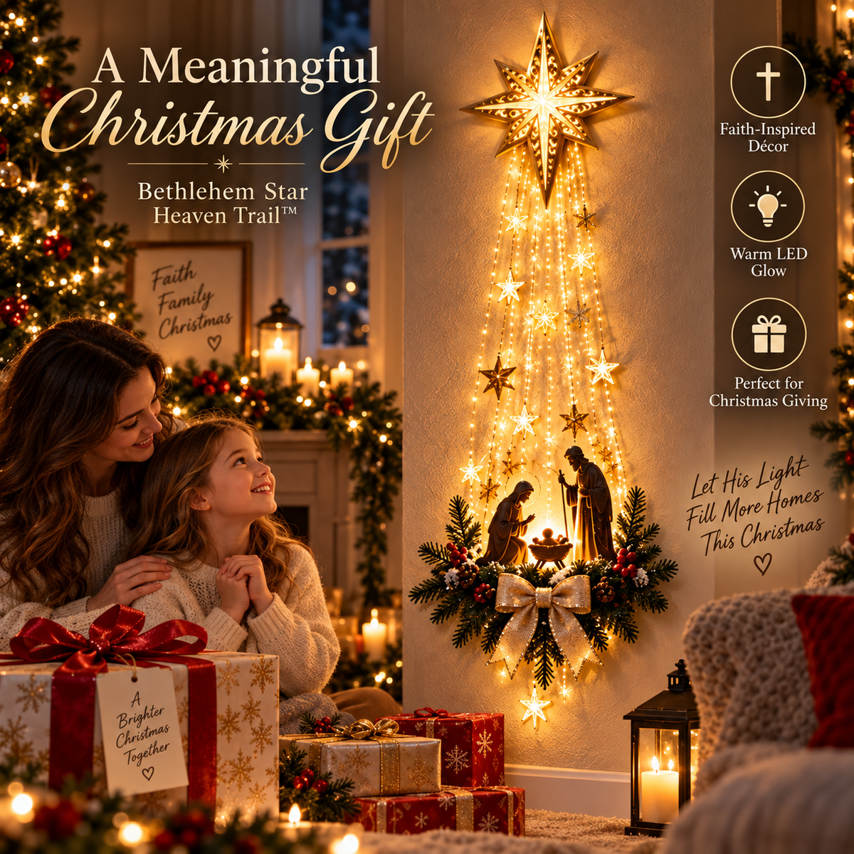 ✨ Last Day – 50% OFF! ✝️ Bethlehem Star of Faith™ – Lighted Nativity Wall Decor