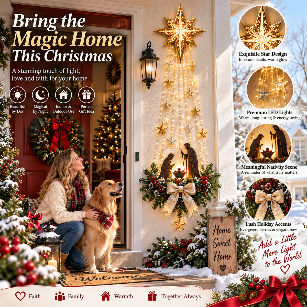 ✨ Last Day – 50% OFF! ✝️ Bethlehem Star of Faith™ – Lighted Nativity Wall Decor