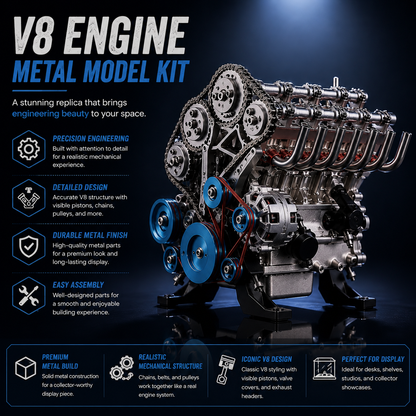 🏎️The Ultimate Desktop Masterpiece: Miniature V8 Small-Block Static Model Kit🛠️