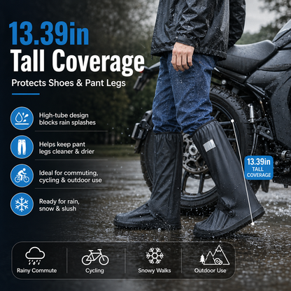 🌧️ 100% Waterproof High-Tube Shoe Covers | Anti-Slip Rain Boot Protectors 👟