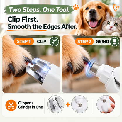 💥 LIMITED TIME 49% OFF 🐾 2-in-1 Pet Nail Clipper & Grinder ✨ LED Light, Low-Noise & Rechargeable