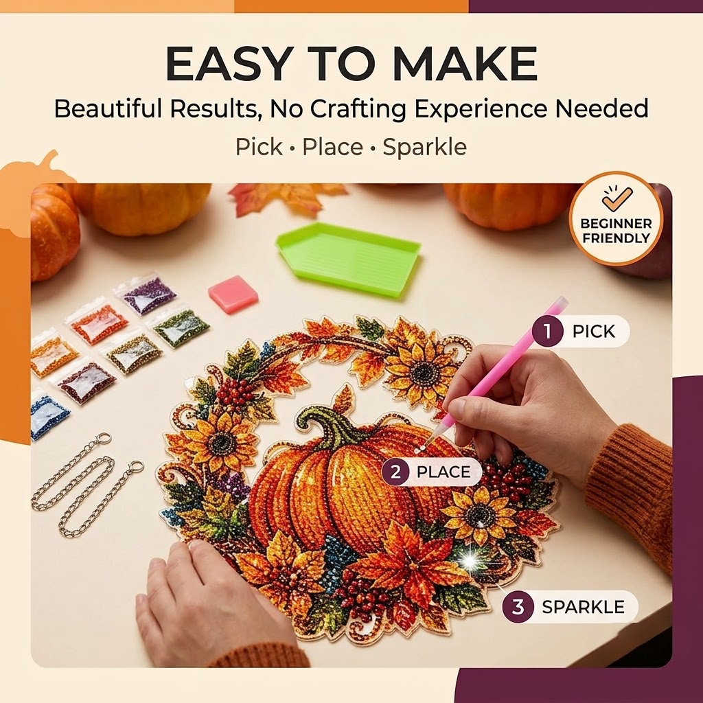 🌟LIMITED-TIME 50% OFF! 🎃Pumpkin Wreath Crystal Wall Decor