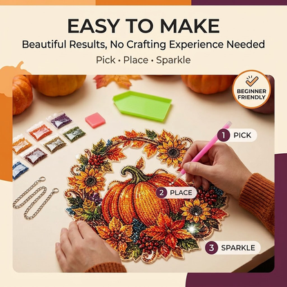 🌟LIMITED-TIME 50% OFF! 🎃Pumpkin Wreath Crystal Wall Decor
