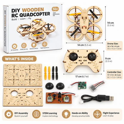 🔥Limited Time-50% OFF🚁DIY Wooden RC Quadcopter Kit – Build Your Own Flying Adventure