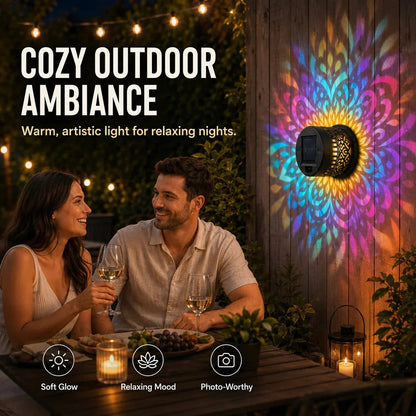 💡Solar Mandala Wall Light Outdoor Garden Fence Projector Lamp Patio Ambient Decor