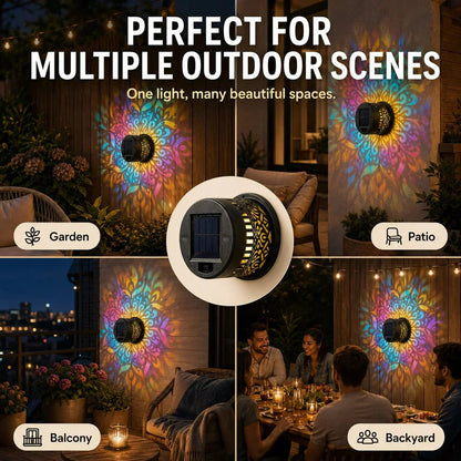 💡Solar Mandala Wall Light Outdoor Garden Fence Projector Lamp Patio Ambient Decor