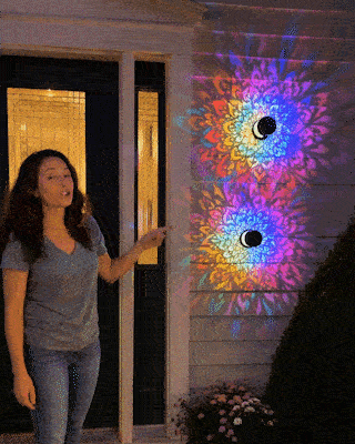 💡Solar Mandala Wall Light Outdoor Garden Fence Projector Lamp Patio Ambient Decor