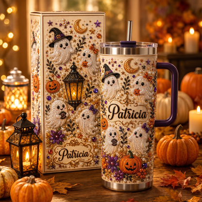 🎃 Halloween Ghost Pearl Tumbler – A Spooky-Cute Gift Made Just For Her 👻🥤