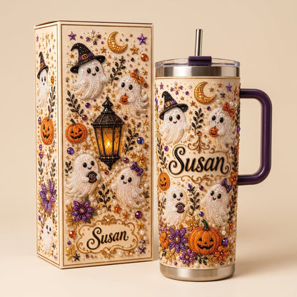 🎃 Halloween Ghost Pearl Tumbler – A Spooky-Cute Gift Made Just For Her 👻🥤
