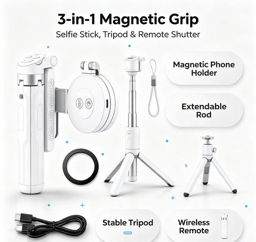 📸LAST DAY 49% OFF-Zoomable Magnetic Palm Grip | Selfie Stick & Tripod