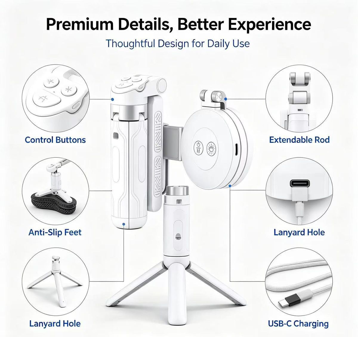 📸LAST DAY 49% OFF-Zoomable Magnetic Palm Grip | Selfie Stick & Tripod