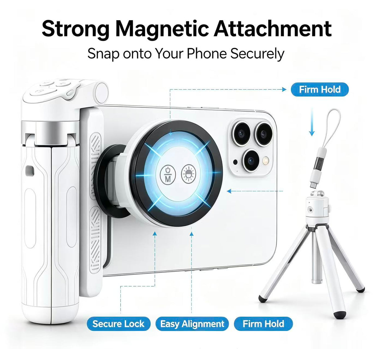 📸LAST DAY 49% OFF-Zoomable Magnetic Palm Grip | Selfie Stick & Tripod