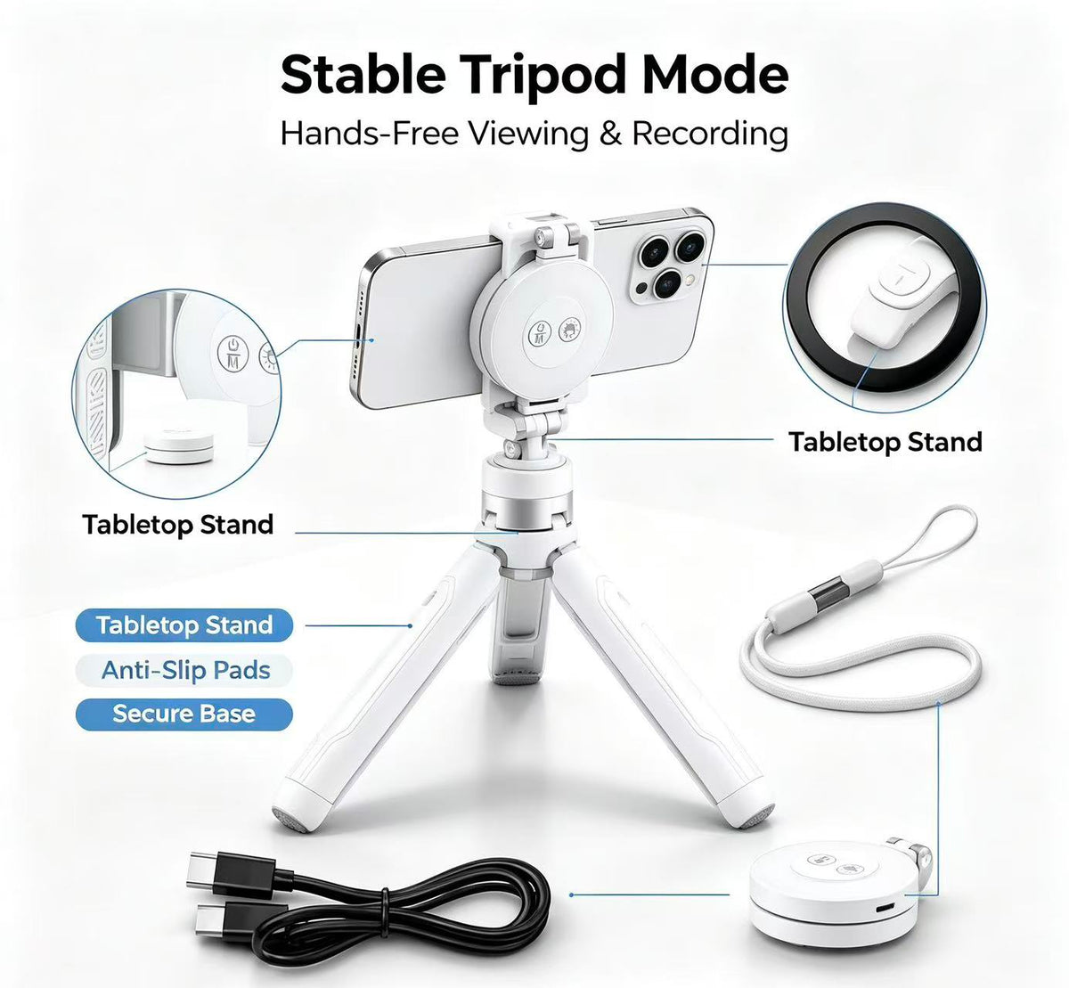 📸LAST DAY 49% OFF-Zoomable Magnetic Palm Grip | Selfie Stick & Tripod