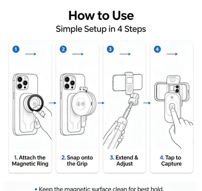 📸LAST DAY 49% OFF-Zoomable Magnetic Palm Grip | Selfie Stick & Tripod