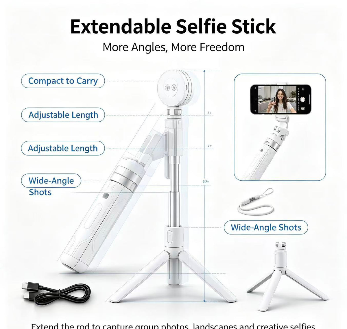 📸LAST DAY 49% OFF-Zoomable Magnetic Palm Grip | Selfie Stick & Tripod