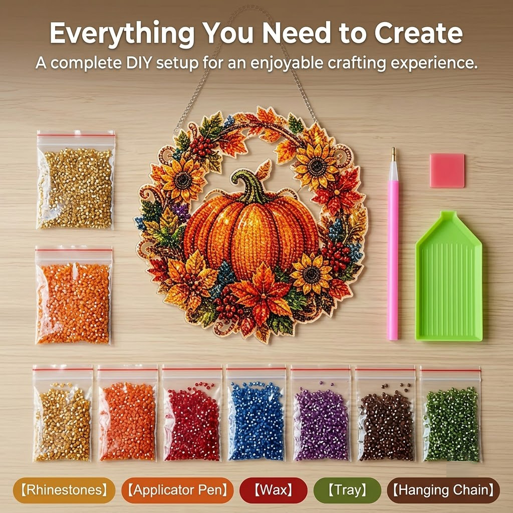 🌟LIMITED-TIME 50% OFF! 🎃Pumpkin Wreath Crystal Wall Decor
