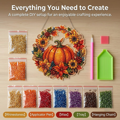 🌟LIMITED-TIME 50% OFF! 🎃Pumpkin Wreath Crystal Wall Decor