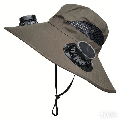 2026 New 3-Solar-Fan Cooling Hat — UPF50+ Sun Protection, Triple-Power Rechargeable, & Water-Resistant