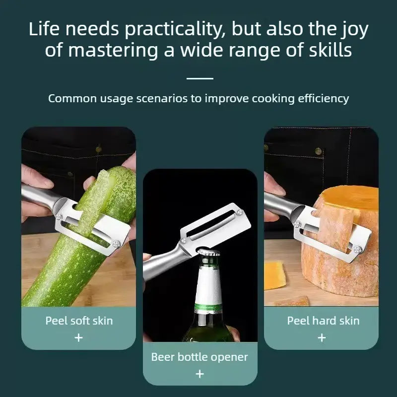 HOT SALE🔥 Household Stainless Steel Sharp Peeler with Built-In Bottle Opener for Fruits & Vegetables