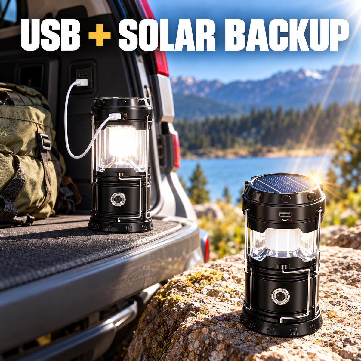 🔥 Limited Time 50% OFF🔋 Solar USB LED Camping Lantern✨ Rechargeable & Waterproof