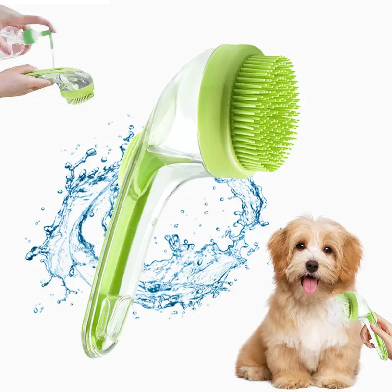 🐕🧼Pet Bath Brush with Shampoo Dispenser for Dogs & Cats