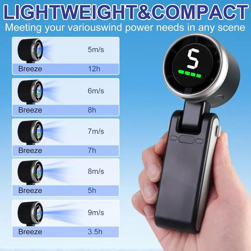 Portable Handheld Turbo Fan🍃❄️, 5 Gear Wind, 3 IN 1 Hand Fan Rechargeable