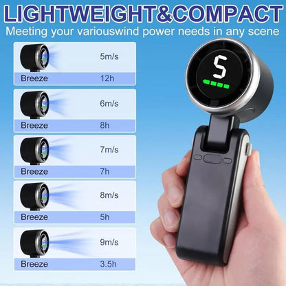 Portable Handheld Turbo Fan🍃❄️, 5 Gear Wind, 3 IN 1 Hand Fan Rechargeable