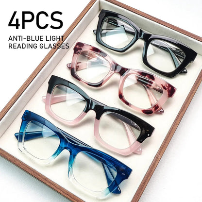 Hot Sale👓Anti Blue Light Glasses Set 4 Pairs Oprah Style Unisex Reading Glasses