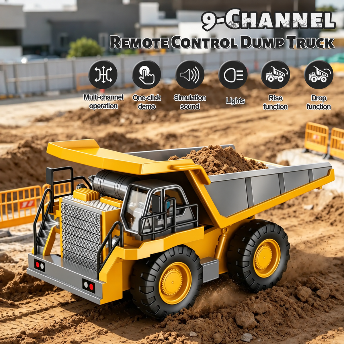 🚜 4-in-1 RC Construction Vehicle Fleet - Remote Control Excavator Dump Truck Toy Set 🏗️