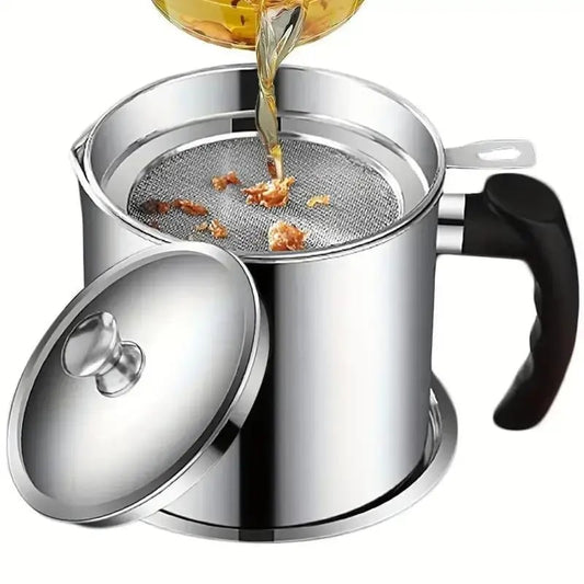 🔥Limited Time-49% OFF🔥 1 Count Modern Kitchen Oil Dispenser with Tray & Lid,Stainless Steel Oil Pot with Filter,Bacon Grease Container, Cooking Oil Can, Kitchenware, Utensils, Kitchen Gadgets