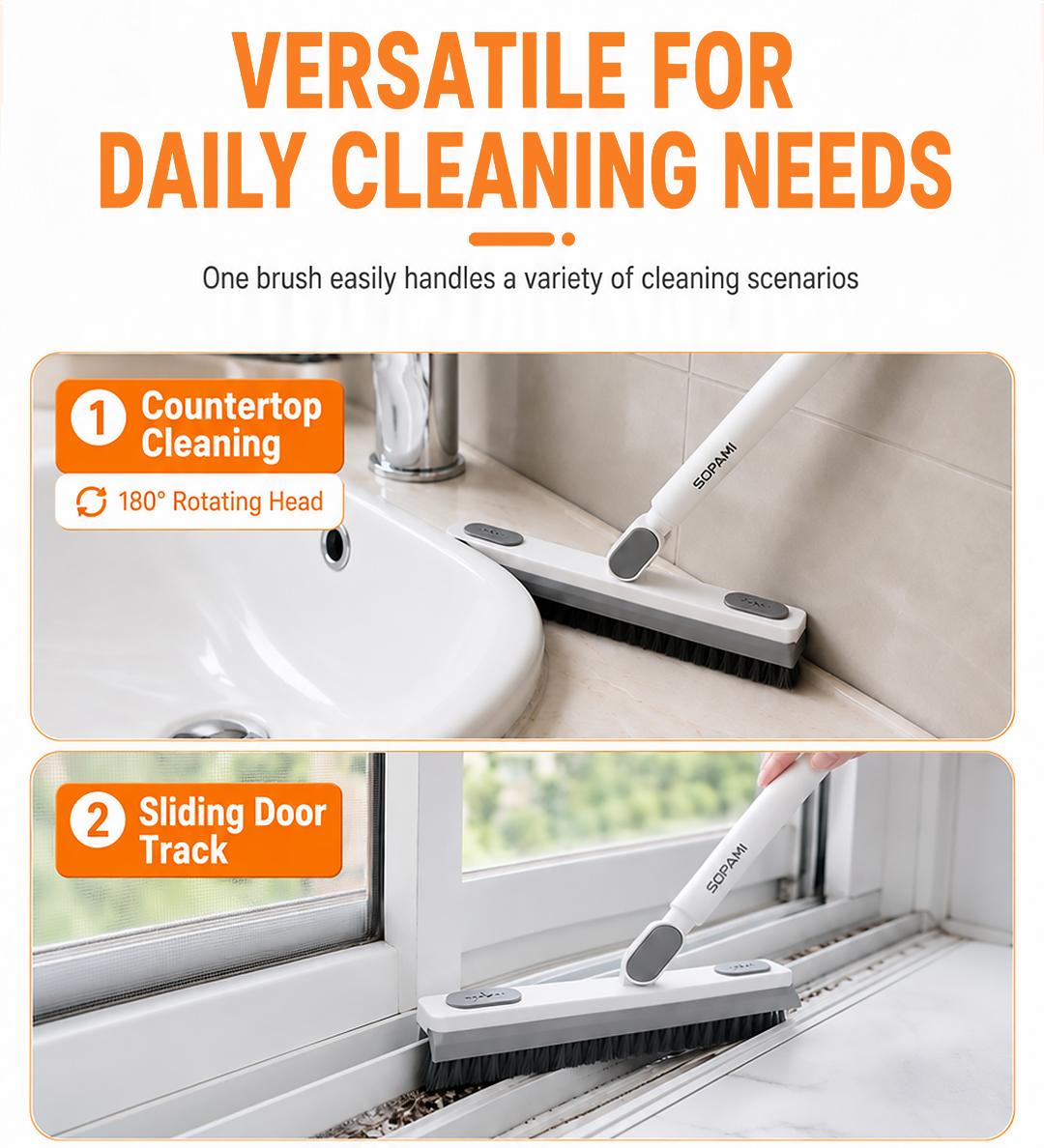 180° Rotating Gap Cleaning Tool - Extendable Adjustable No-Touch Cleaner for Windows, Sliding Doors, Narrow Spaces, Home Deep Cleaning