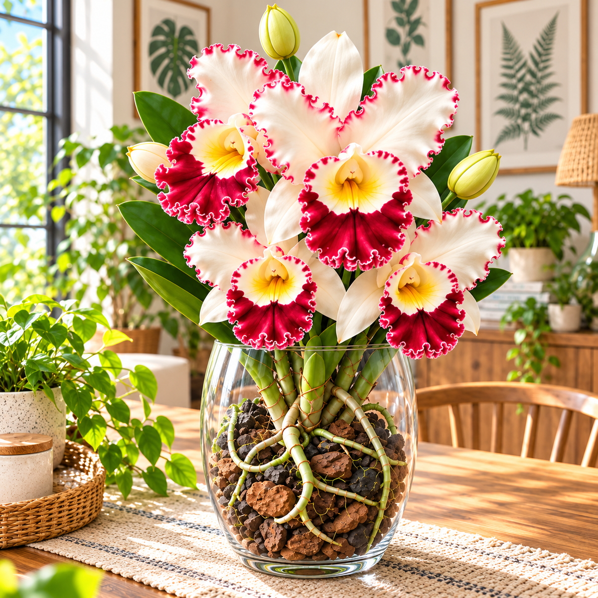 🌸Rare Ruffled Cattleya Orchid – Rooted Pseudobulbs | Spectacular Exotic Blooms💜