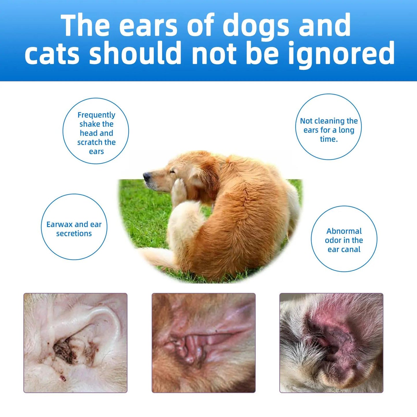 Gentle Pet Ear Wash for Dogs & Cats | Wax, Dirt & Odor Care