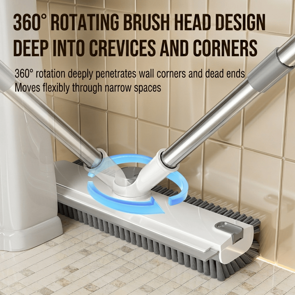 🏡3-in-1 Adjustable Floor Scrub Brush – 360° Rotating Cleaning Tool🧹
