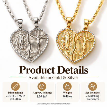 🔥 Limited Time Offer  2PC 18K  Split Heart Necklace Set✨ Split Heart Design, Gift-Ready for Two