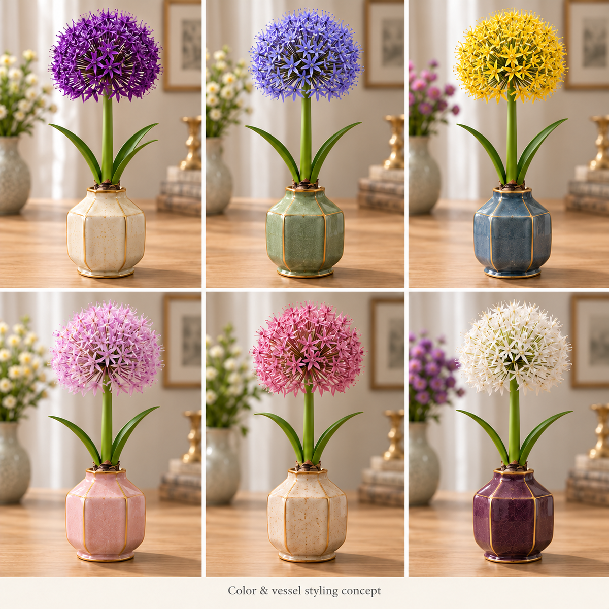 Allium six-color flowering and vessel styling concept