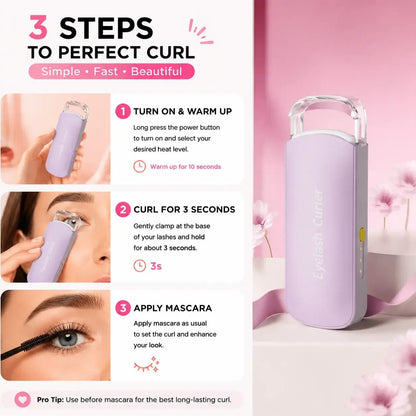 🏆75K+ SOLD!🔥 Heated Eyelash Curler – USB Rechargeable Electric Lash Lift Tool