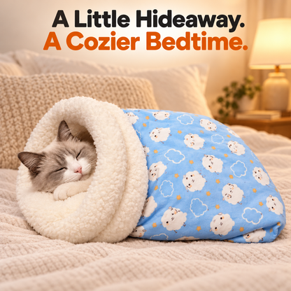 🐾 Cozy Cat Sleeping Bag – Soft Plush-Lined Bed for Burrowing & Snuggling 💤