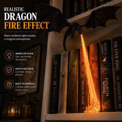 🔥 Limited 50% OFF🐉 Fire-Breathing Dragon Bookshelf Decor Lamp + LED Flame Light Kit