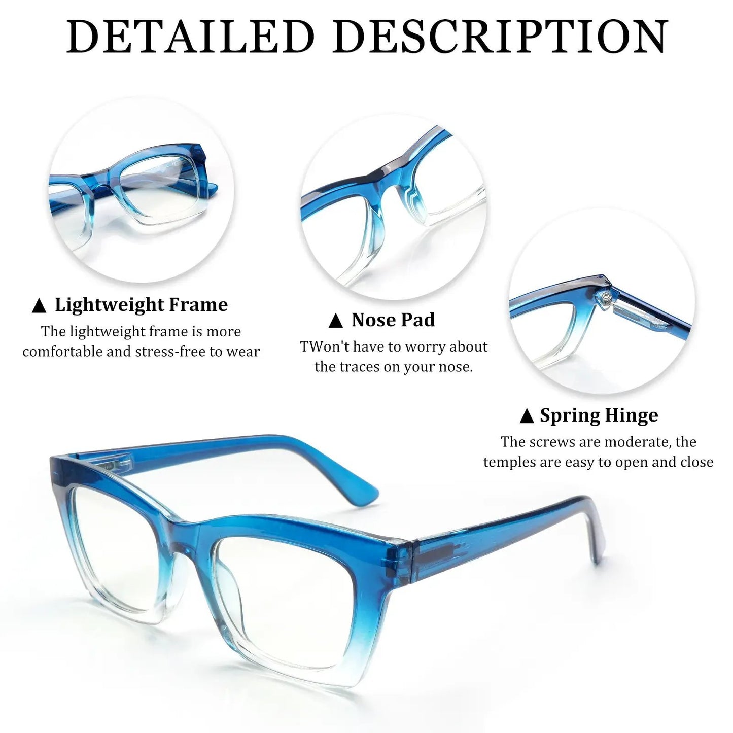 Hot Sale👓Anti Blue Light Glasses Set 4 Pairs Oprah Style Unisex Reading Glasses
