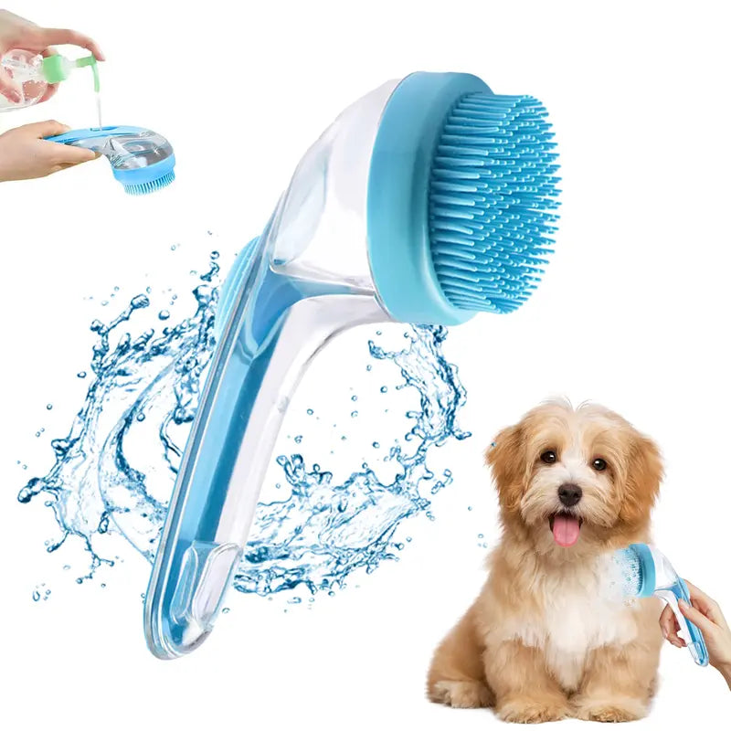 🐕🧼Pet Bath Brush with Shampoo Dispenser for Dogs & Cats